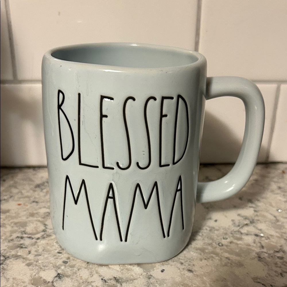 🩵EUC🖤 Rae Dunn Blue “Blessed Mama” Mug